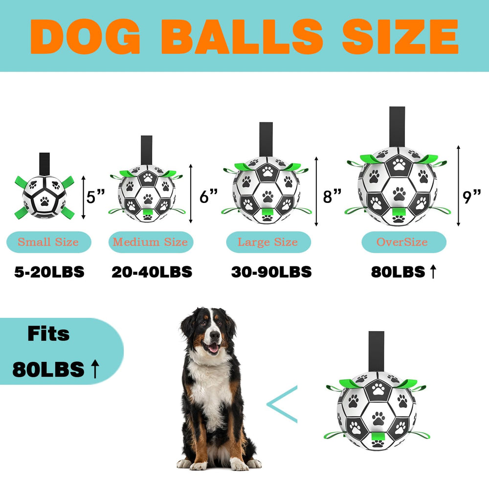 Domchan Ropes Soccer Ball Toy in action for fetch and chase with a soft, durable surface.