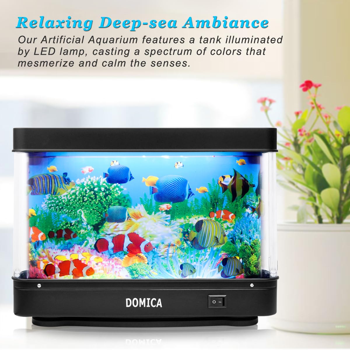 DOMICA aquarium lamp with ocean background for immersive scene