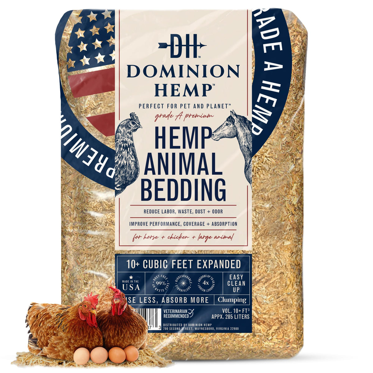 Dominion Hemp Bedding coop interior shows a clean, comfortable nesting area.