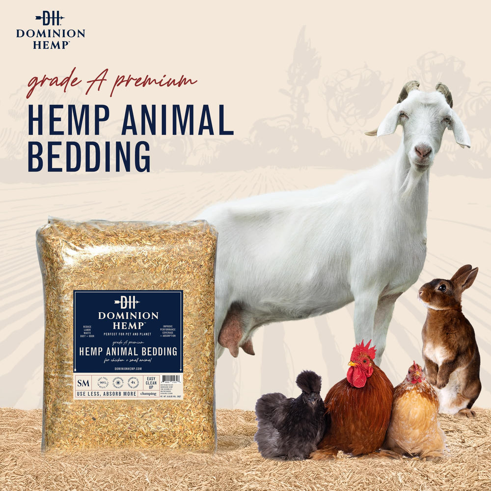 Dominion Hemp low-dust bedding keeps air clearer in animal habitats.