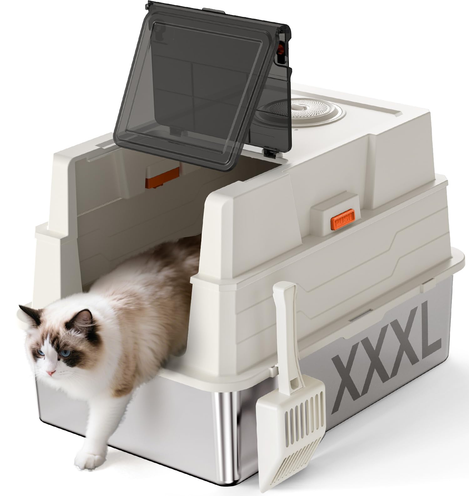 Donlinno XXXL litter box open-top view showing easy access and space