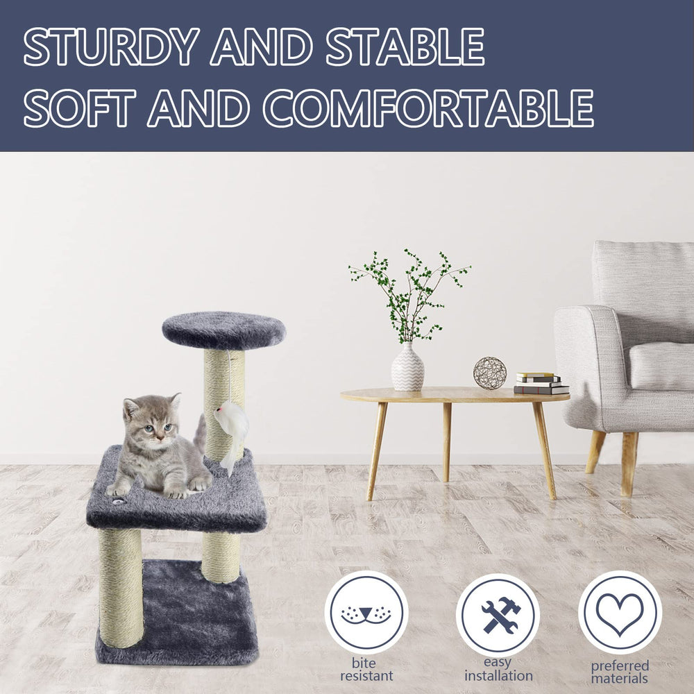 Donmnemb small cat tree sisal post close-up shows durable scratching surface.