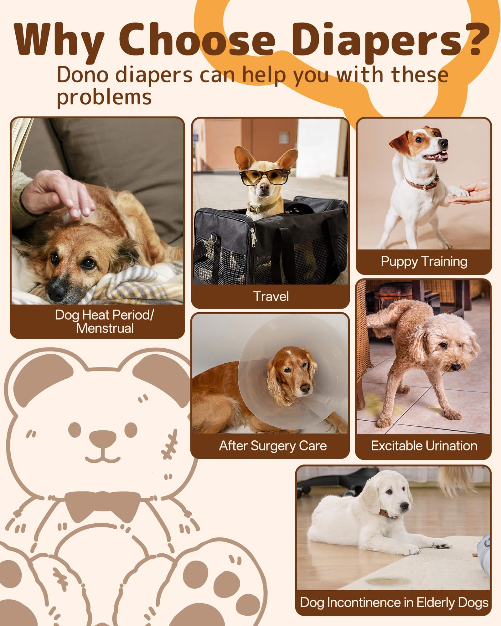 Dono bear-print diapers blend cute style with leak-proof protection at home.