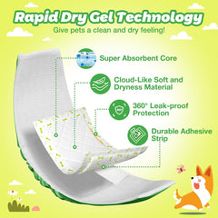 Dono dog diaper liners rapid-dry-technology demonstrates fast moisture absorption for pets.