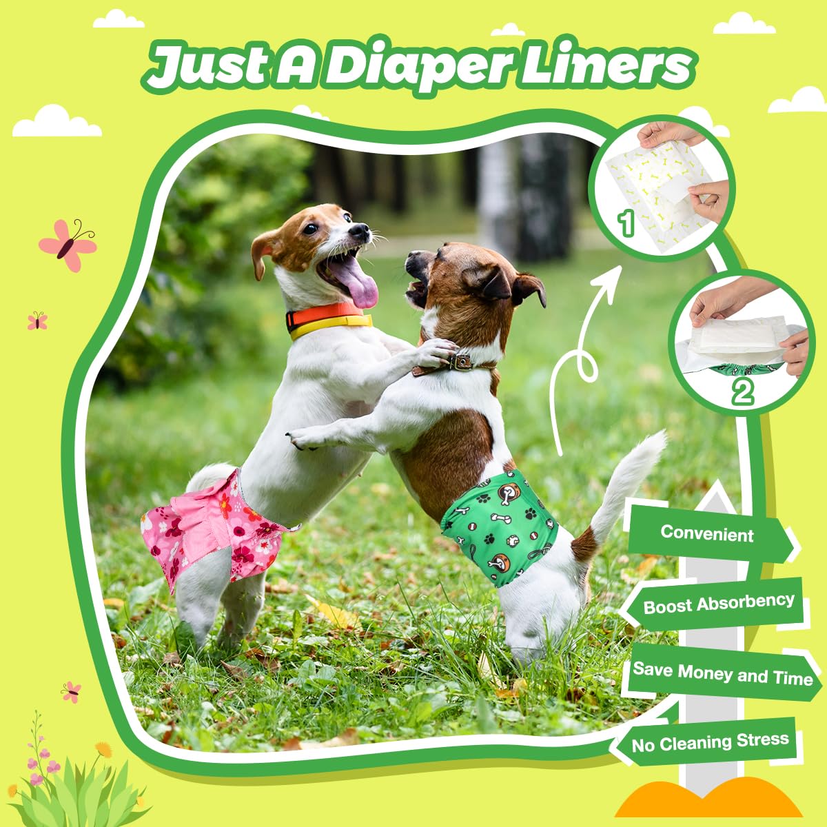 Dono dog diaper liners universal-fit with belly bands and wraps for versatile care.