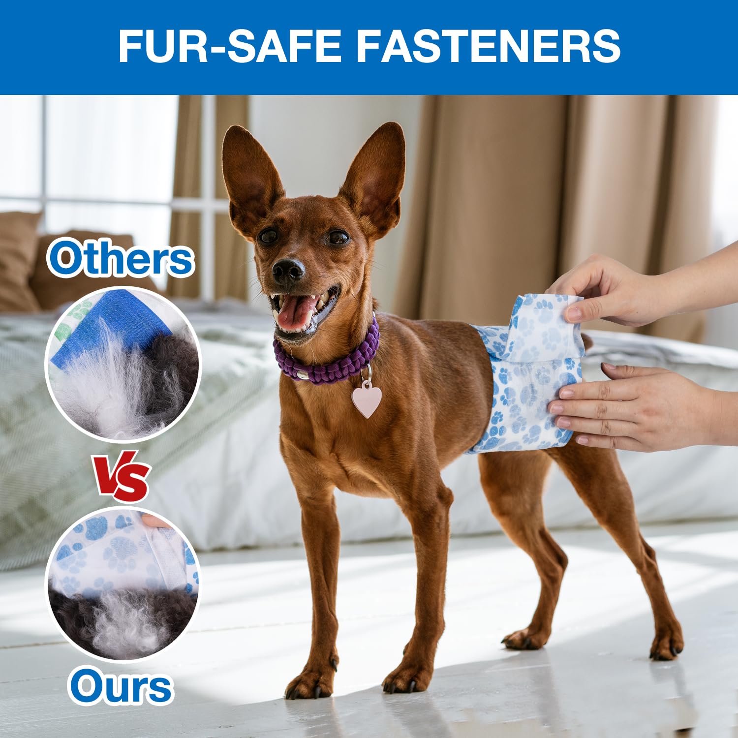 Dono Dog Diapers fur-safe fasteners for easy on/off