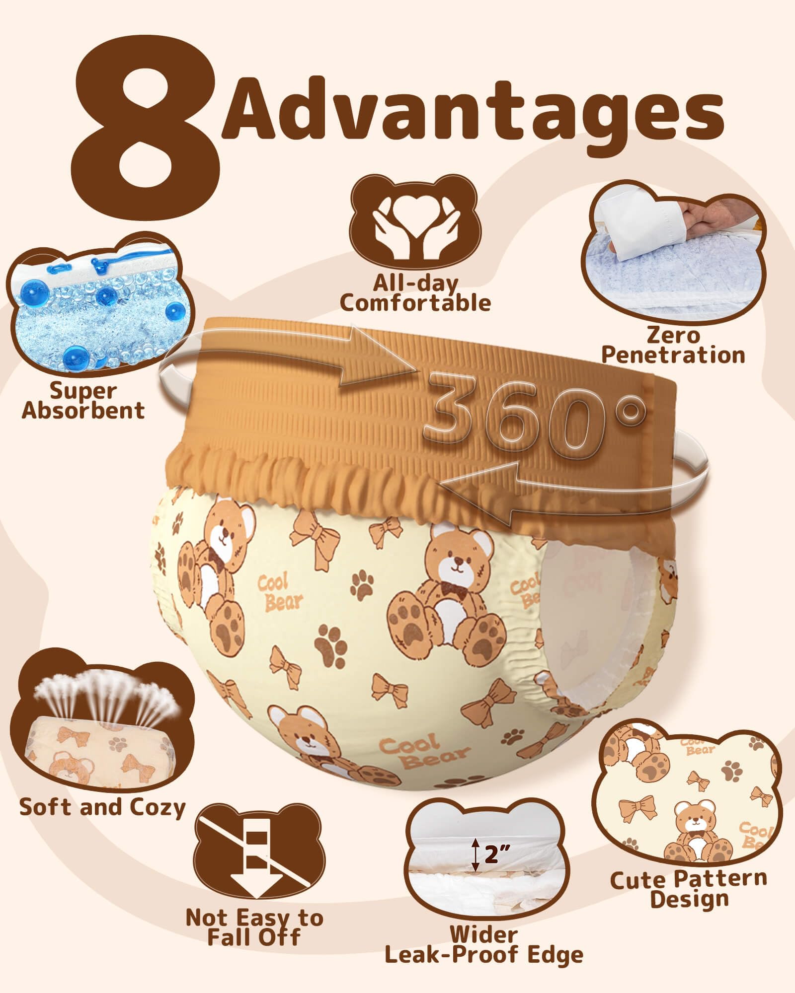 Dono Dog Diapers 2-inch leak-proof edge protects overnight.