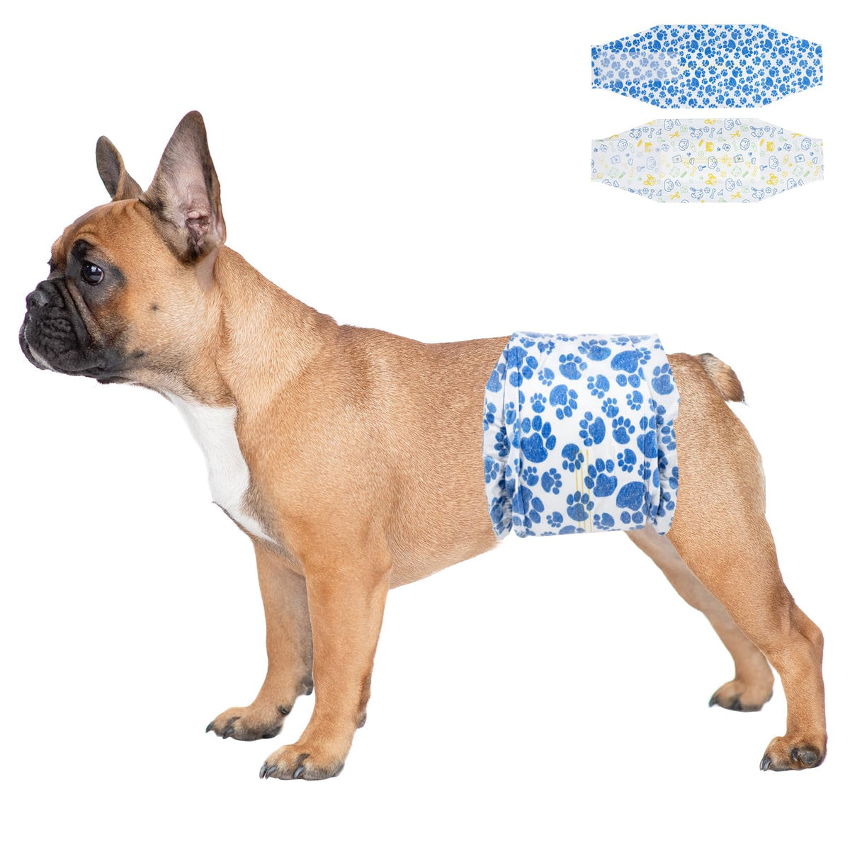 Dono Dog Diapers Male with blue paw pattern for mess-free wear