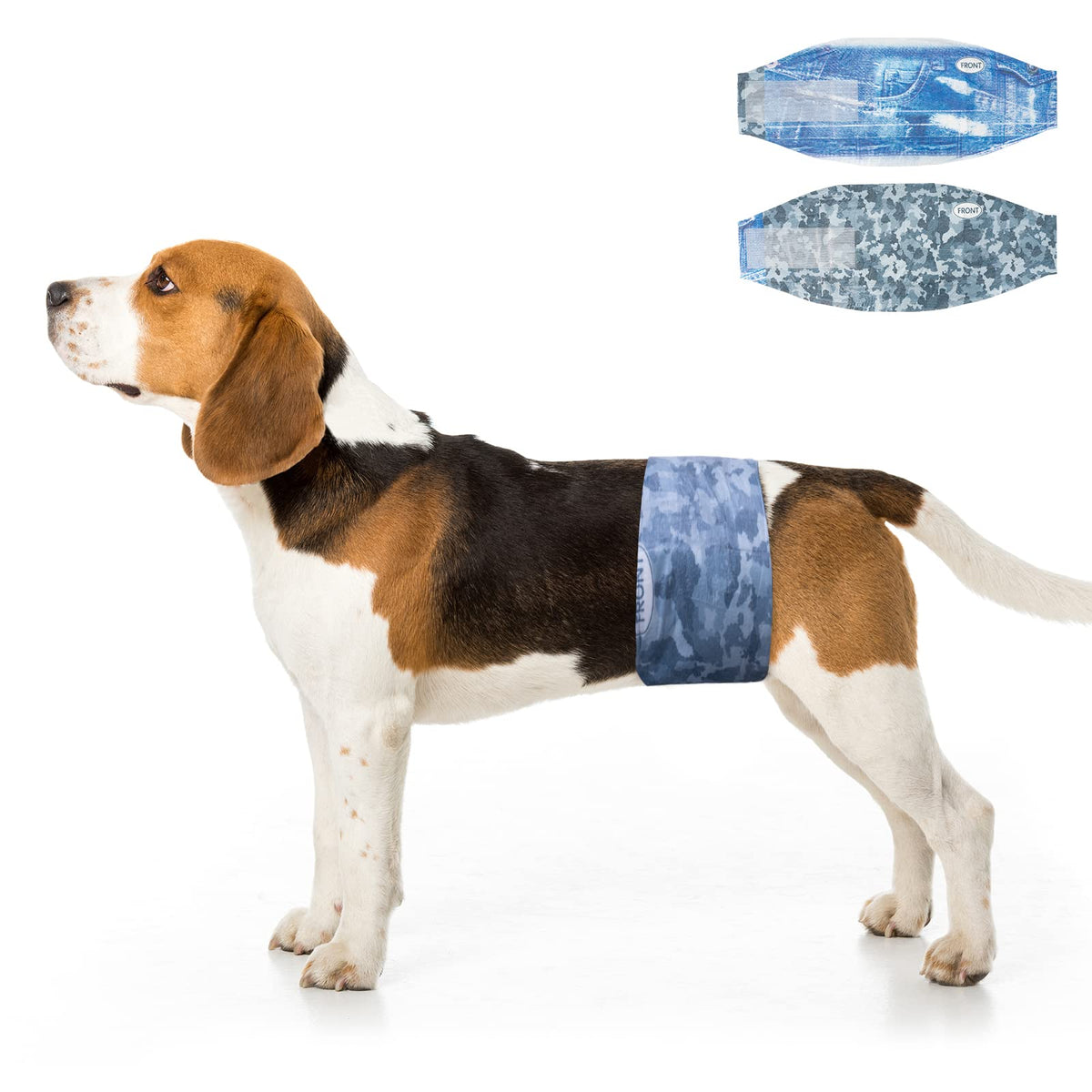 Dono dog diapers package closeup shows camouflage design for discreet protection
