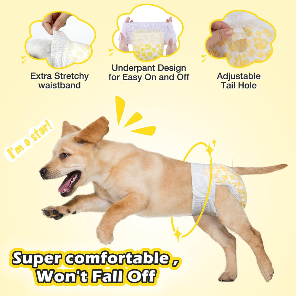 Dono dog diapers pulled-up style makes changing quick and easy for busy owners.