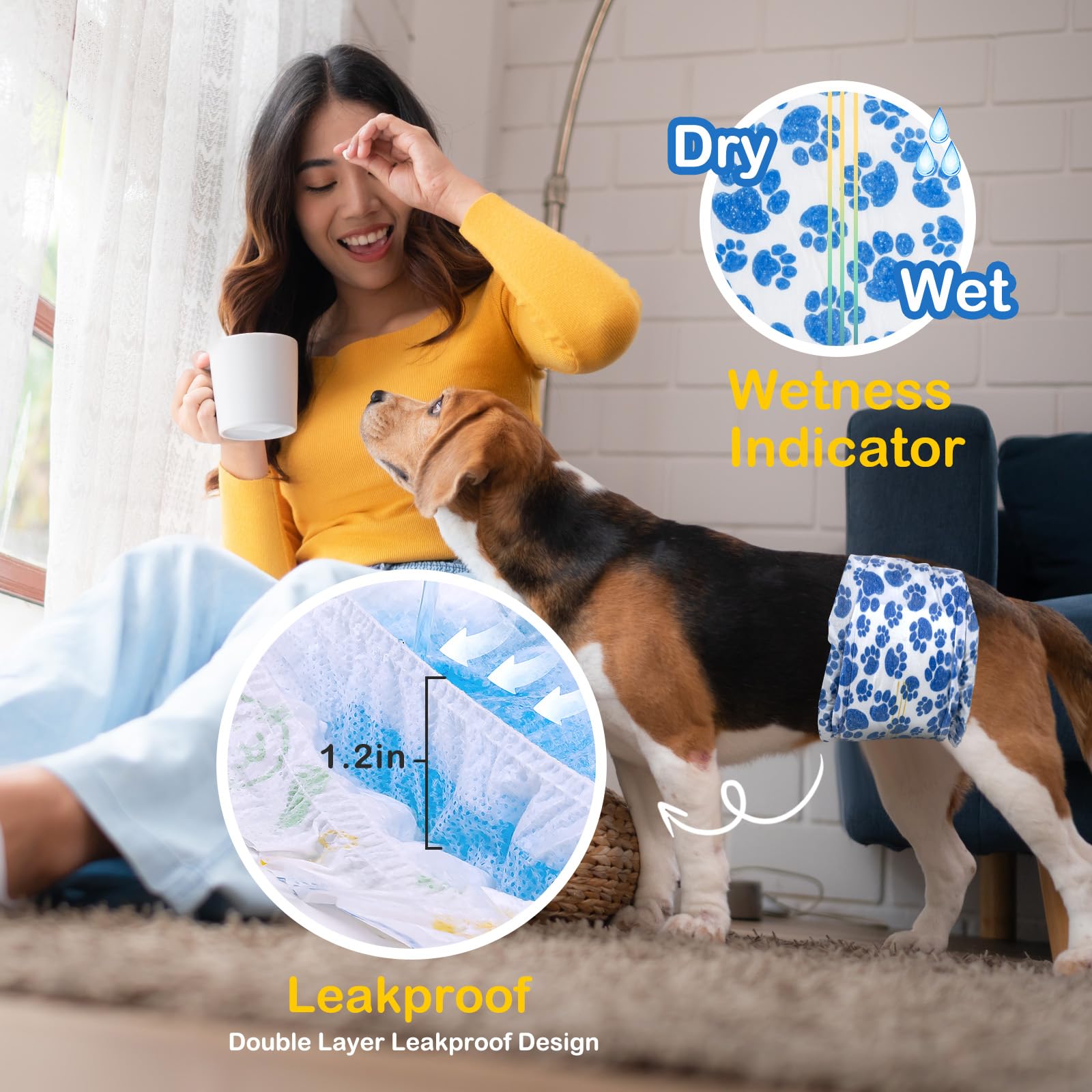 Dono dog diapers soft-breathable-outer-layer conveys comfort and mobility.