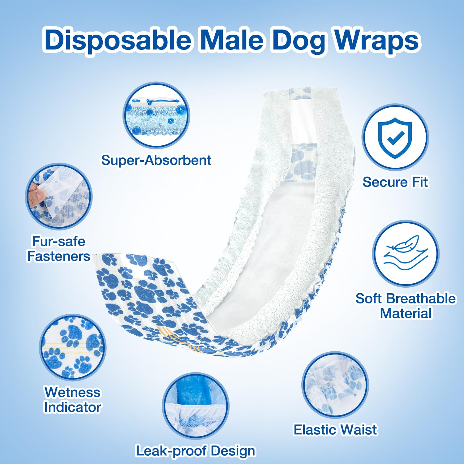 Dono Dog Diapers waist size 12-19 inches for secure fit