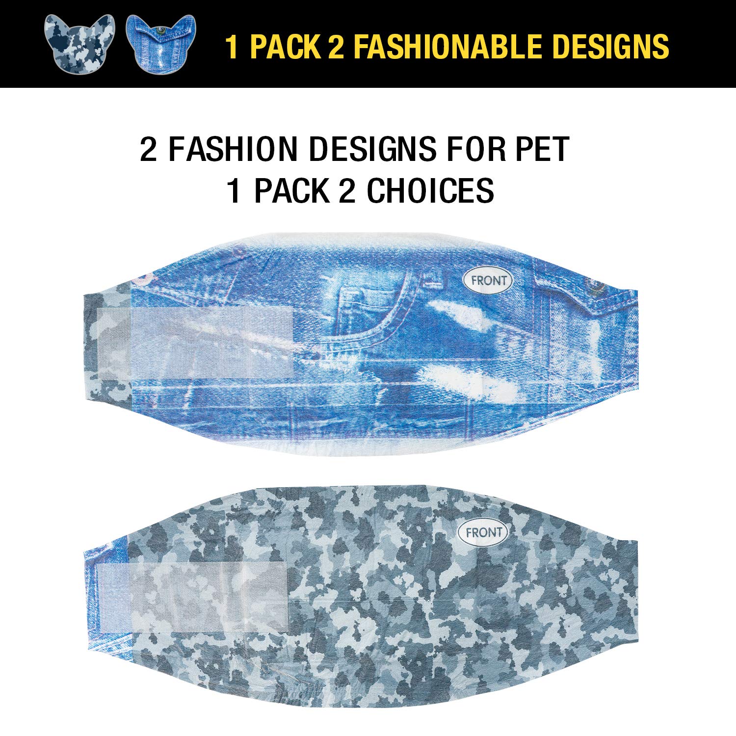 Dono dog diapers worn on a dog show secure, comfortable fit for indoors.