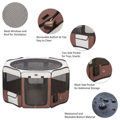DONORO 8-panel design offers roomy interior for small dogs, cats, rabbits