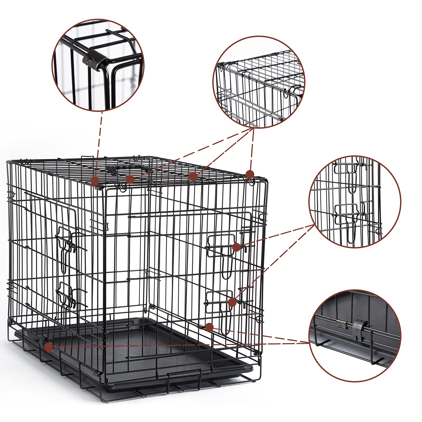 DONORO dog crate cover in brown oxford fabric adds privacy and simple maintenance.