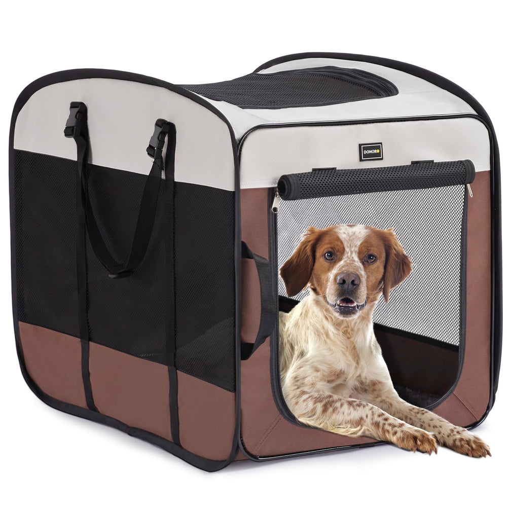 DONORO three-doors dog kennel with enhanced access and ventilation for comfortable indoor use.