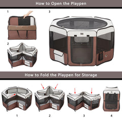 DONORO dog playpen removable zipper top and bottom for easy cleaning