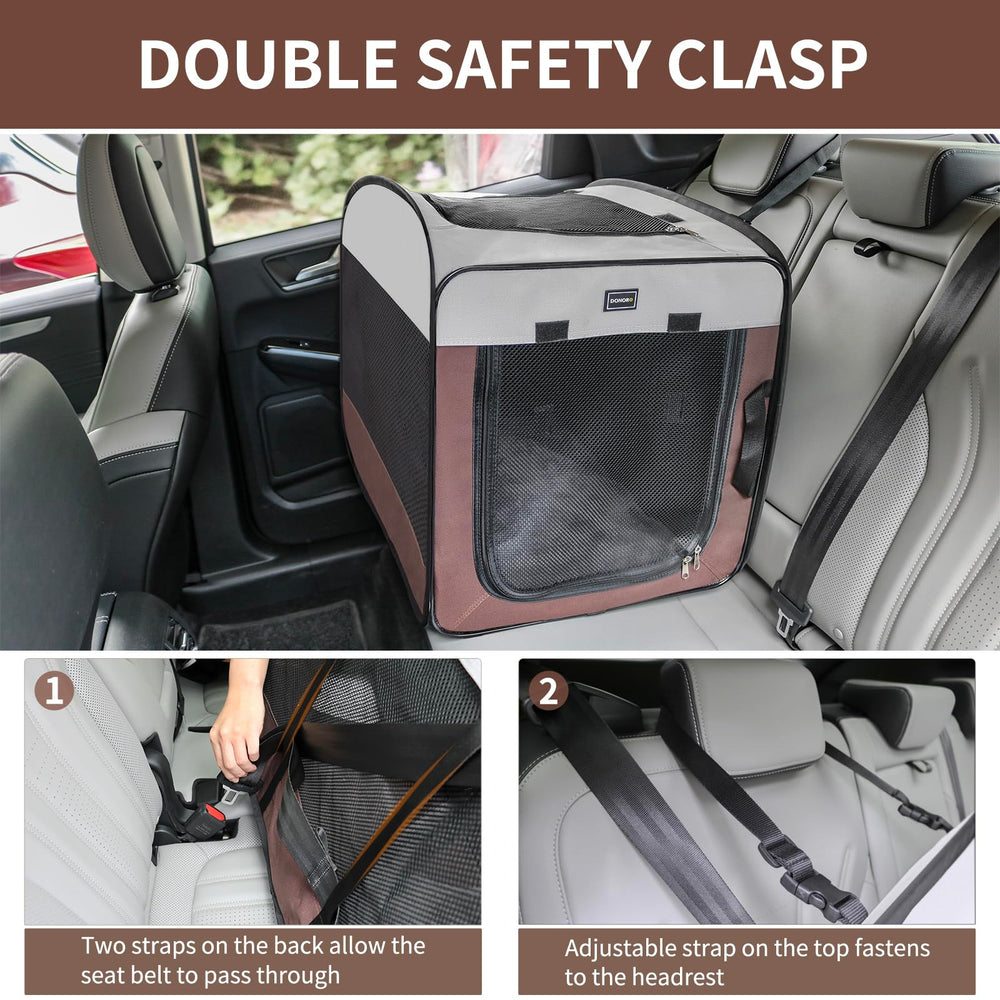 DONORO travel-friendly kennel ideal for car trips and day outings.