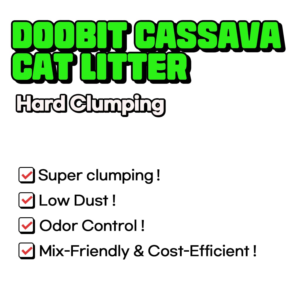 DOOBIT Cassava Cat Litter clumping detail demonstrates strong clumps for easy scooping.