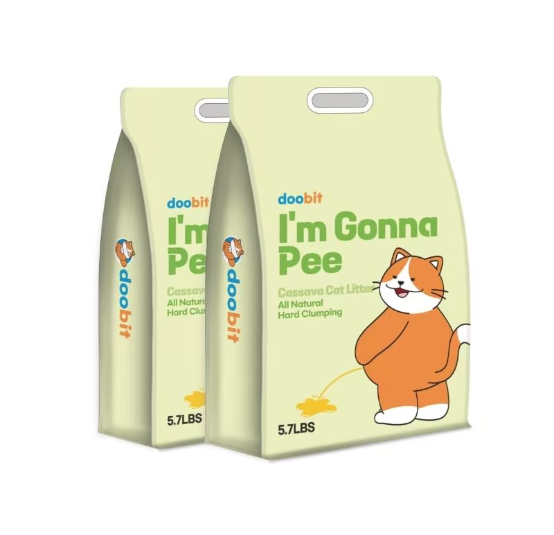 DOOBIT Cassava Cat Litter front packaging highlights plant-based ingredients for sensitive cats.