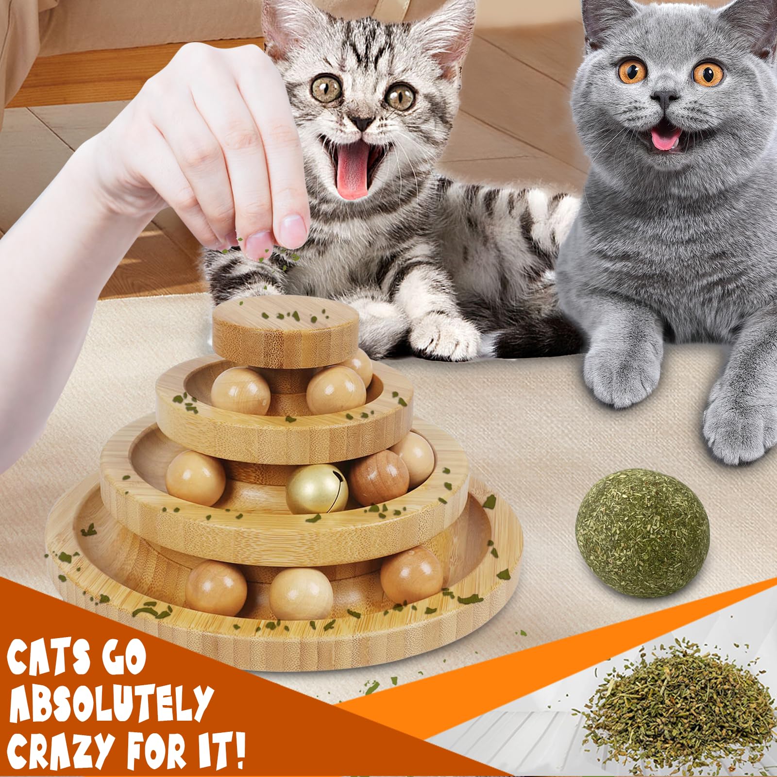 DoogCat cat-ball-track-close-up-balls: removable wooden balls for flexible play