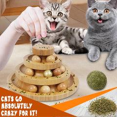 DoogCat cat-ball-track-close-up-balls: removable wooden balls for flexible play