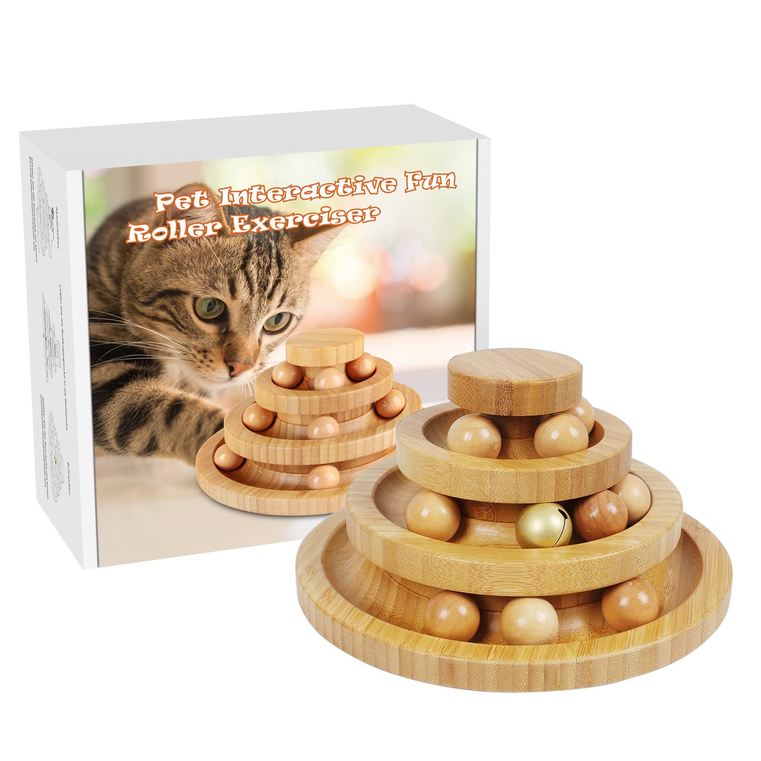 DoogCat cat-ball-track-in-use-multi-cat: supports shared play and healthy activity