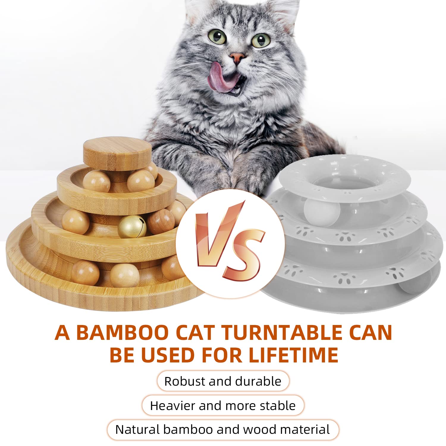 DoogCat cat ball track toy showcases the durable non-slip base for steady, multi-cat play.