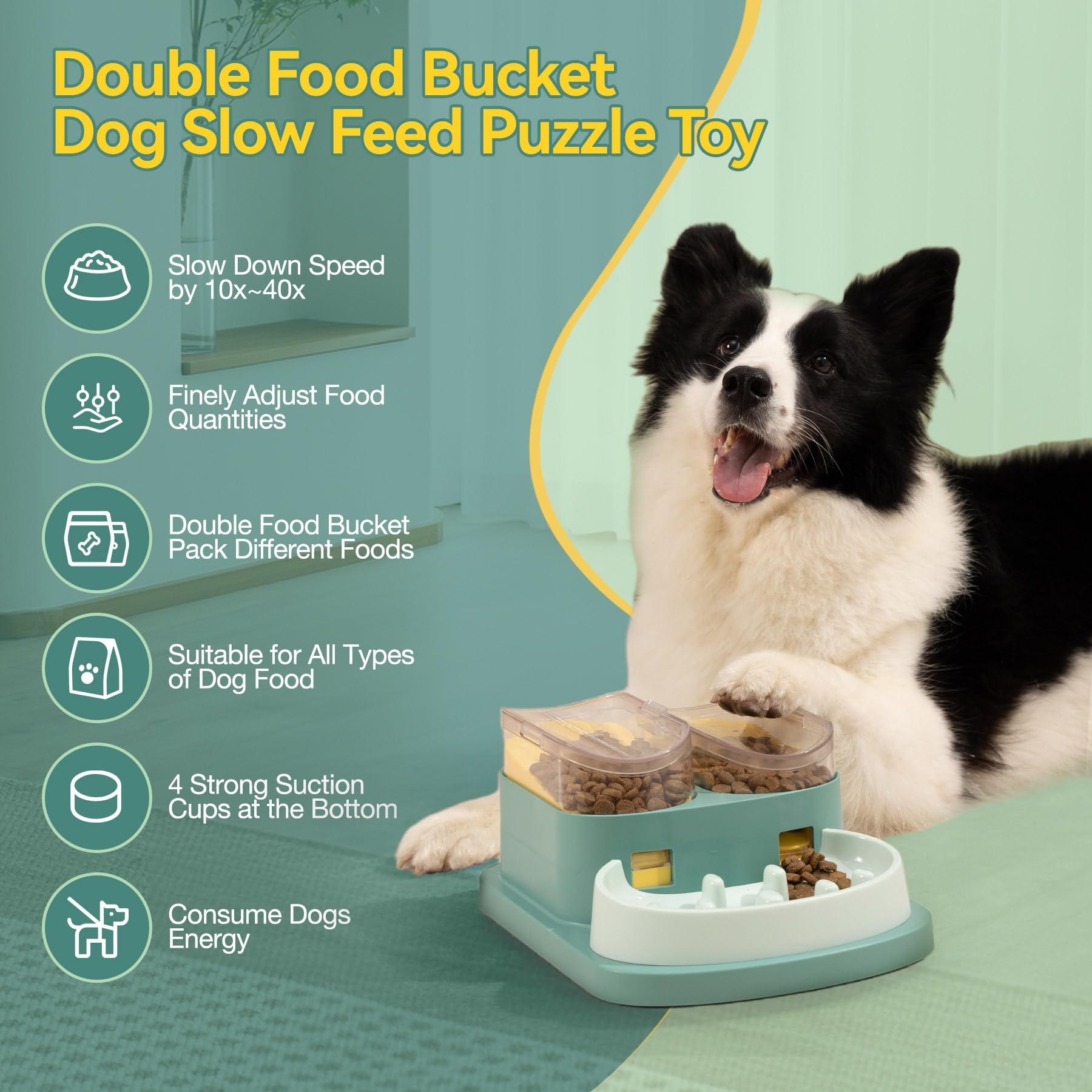 DOOKRON dog puzzle toy suction cups keep it stable.
