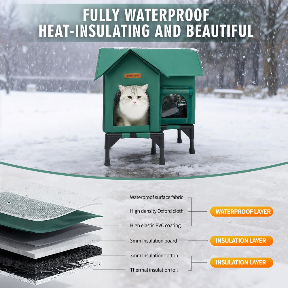 DOOKRON outdoor cat house base-stability shows sturdy support against wind and rain