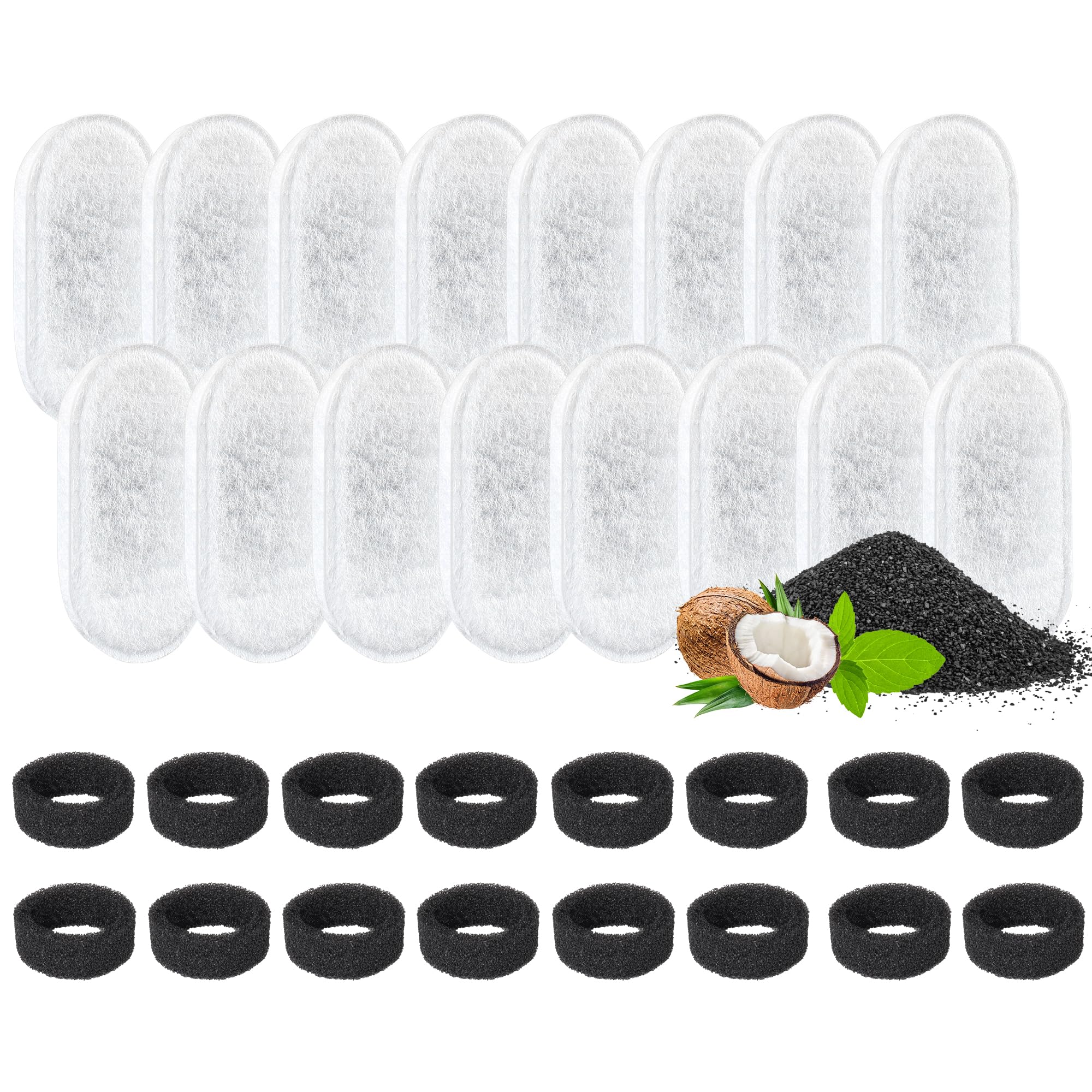 DOOOB cat fountain filter pack with 16 filters and 16 sponges for fresher water