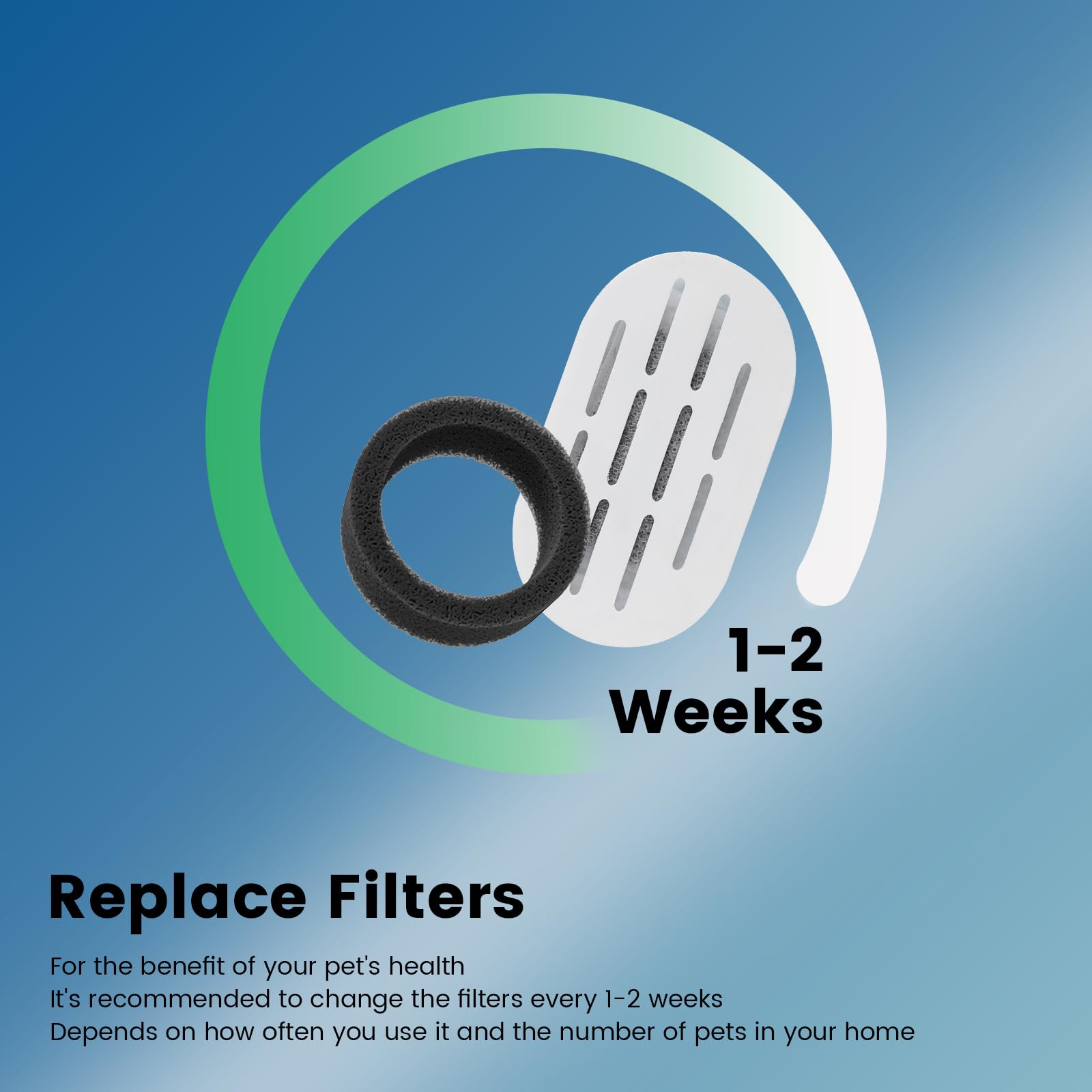 DOOOB sponge filter traps pet hair, dirt, and particles for cleaner drinking water.