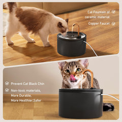 DOOOB cat water fountain pump operates quietly for peaceful nights.