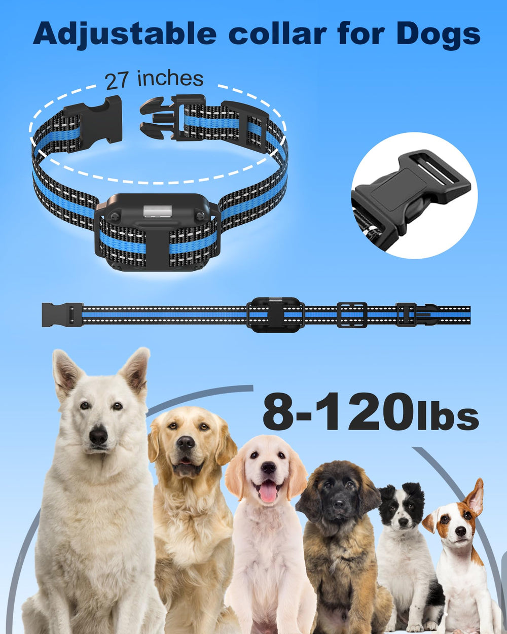 Doparet dog collar in a park scene demonstrating long-range training up to 3300ft.