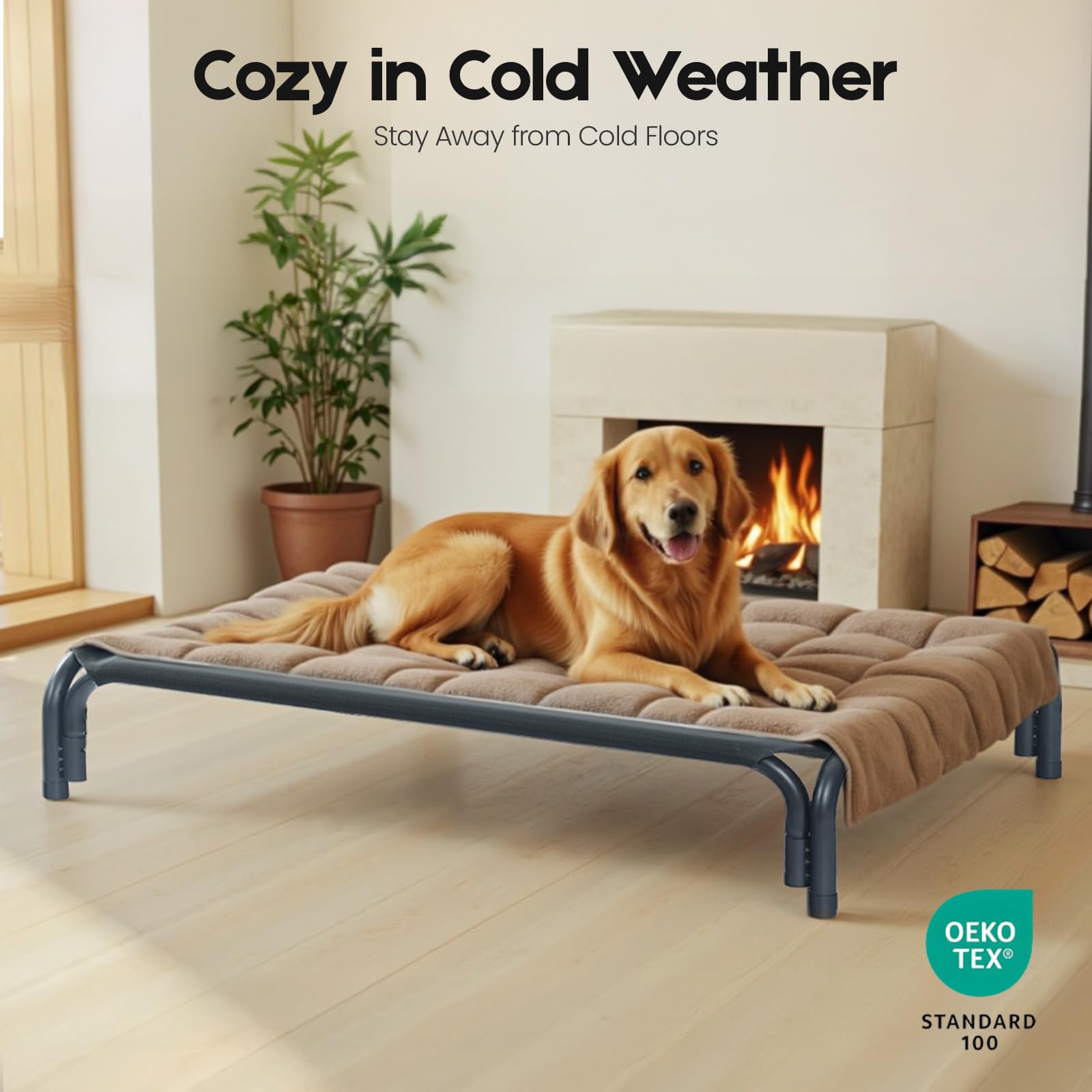DOPEDIO 43-3-inch-height-large-dog-bed offers comfortable elevation for bigger dogs.