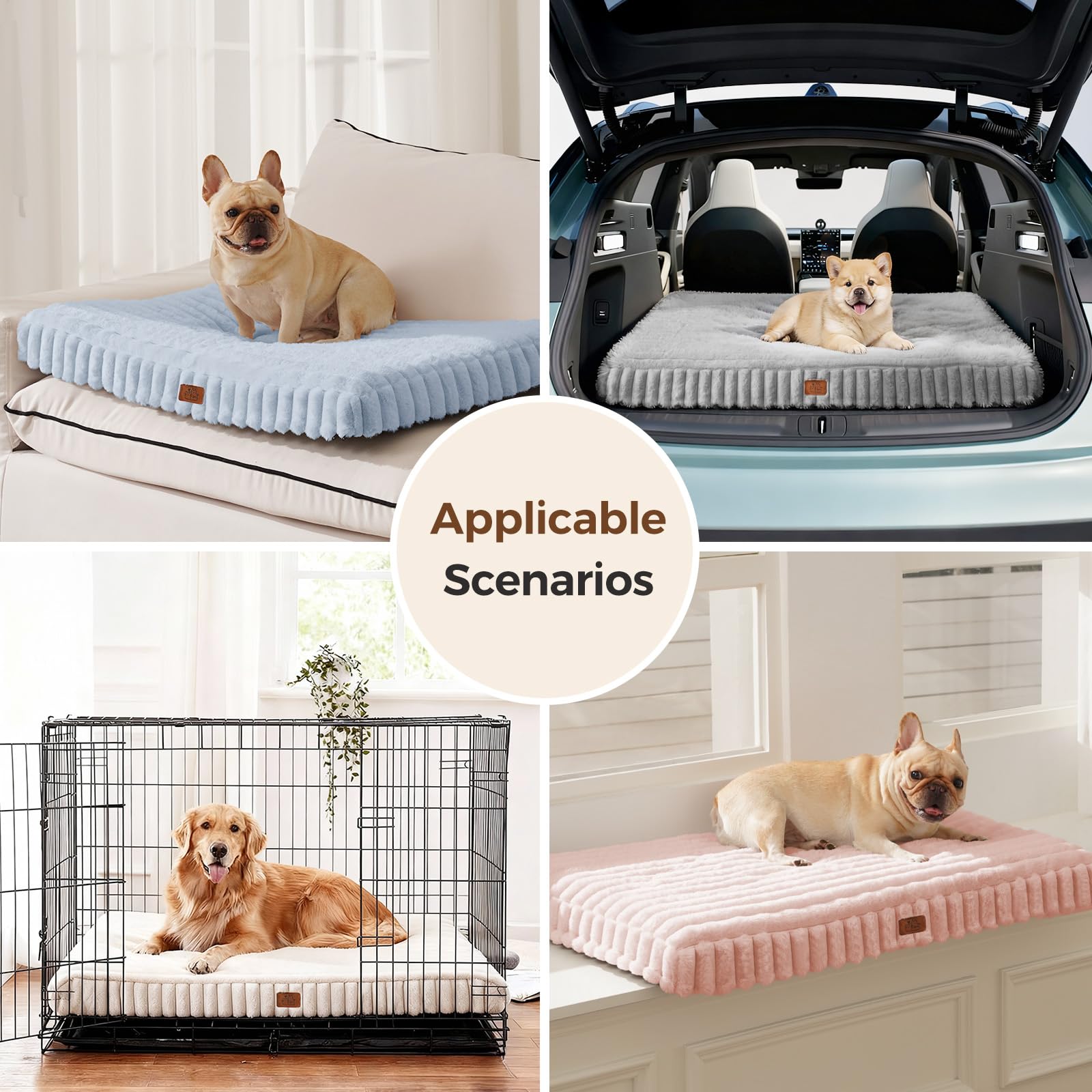 DOPEDIO bed shown in crate layout, illustrating modern, functional pet space.