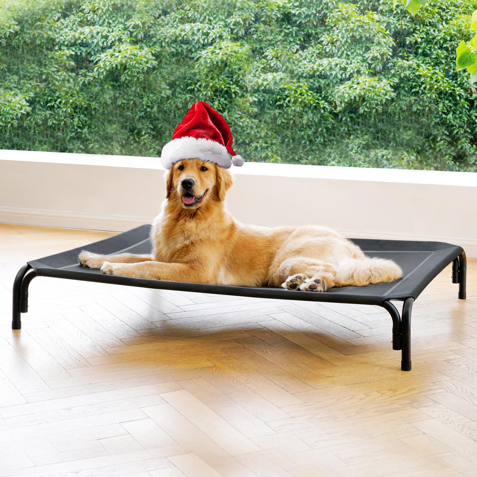 DOPEDIO elevated dog bed frame demonstrates sturdy support for long outdoor use.