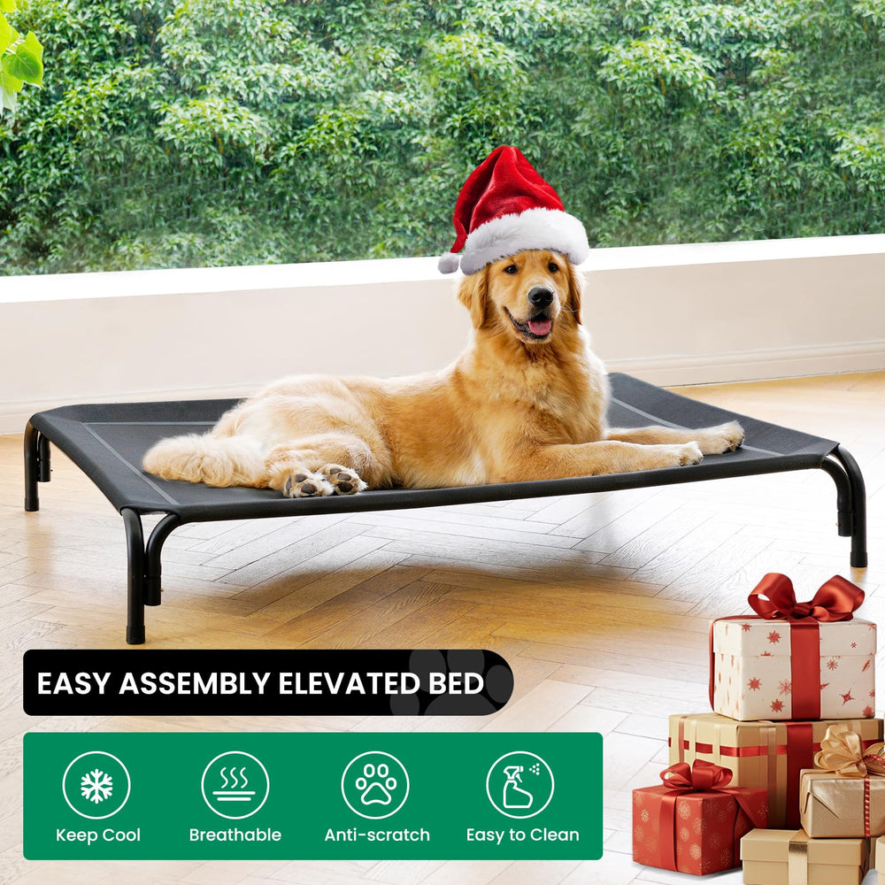 DOPEDIO elevated dog bed mesh shows breathable fabric for cooling comfort.