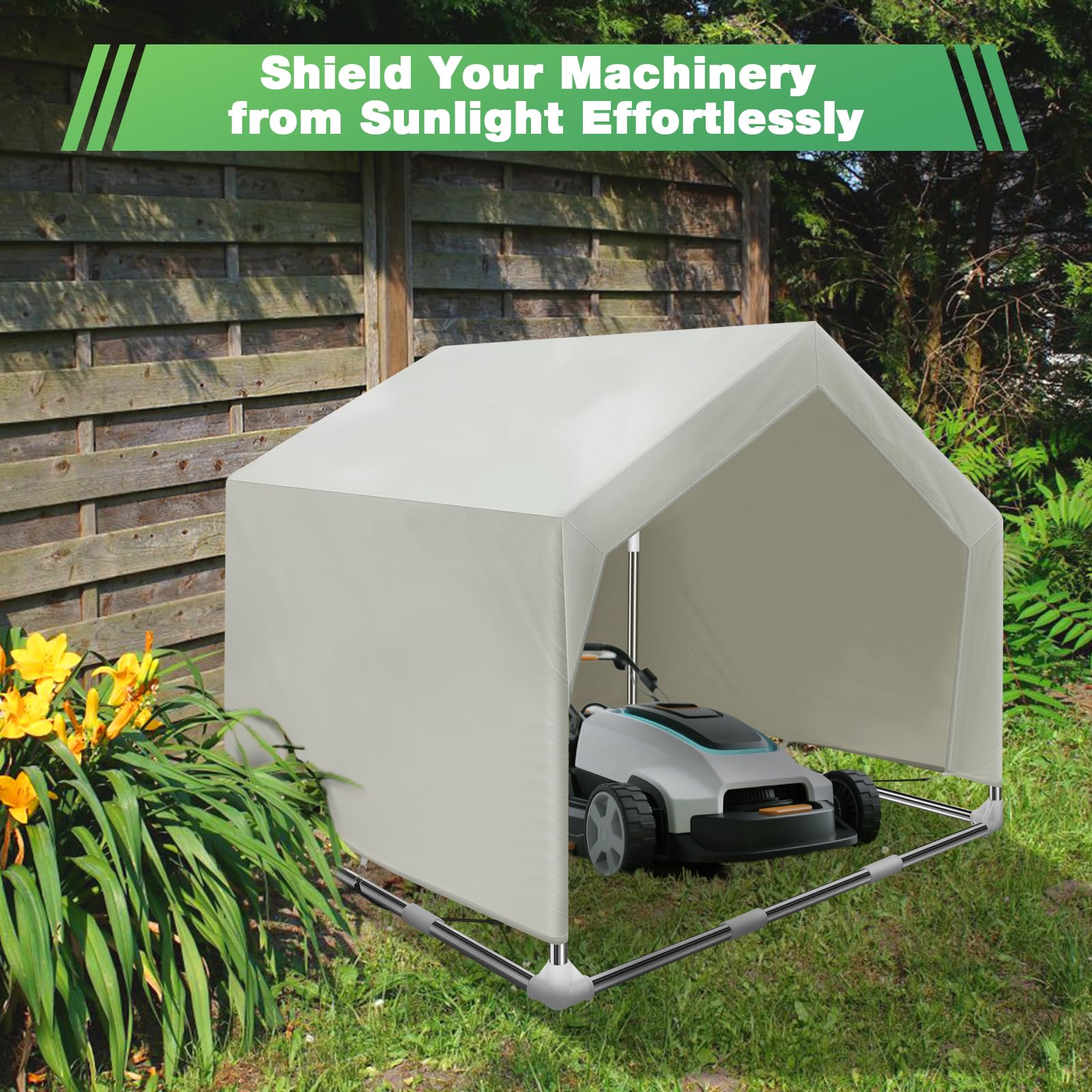 Dopliv Dog Shade Shelter installation with ground nails for stability