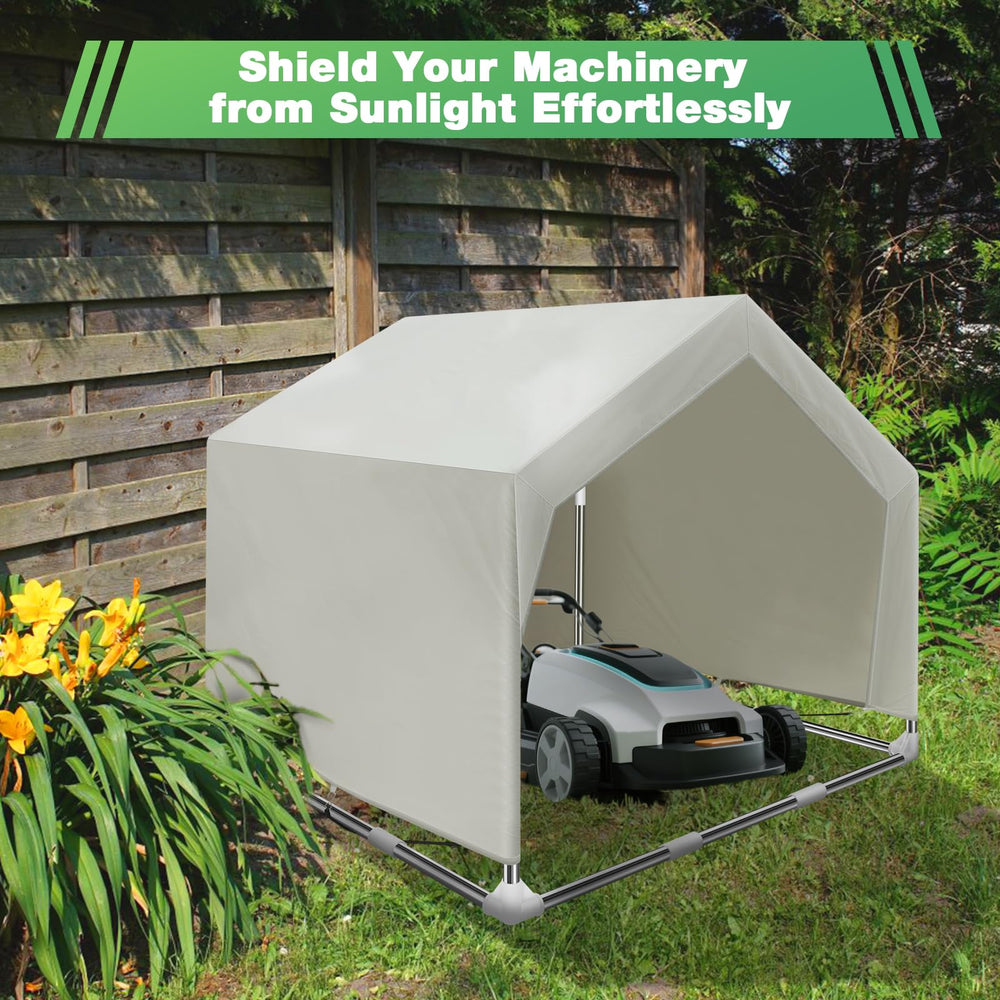 Dopliv Dog Shade Shelter installation with ground nails for stability