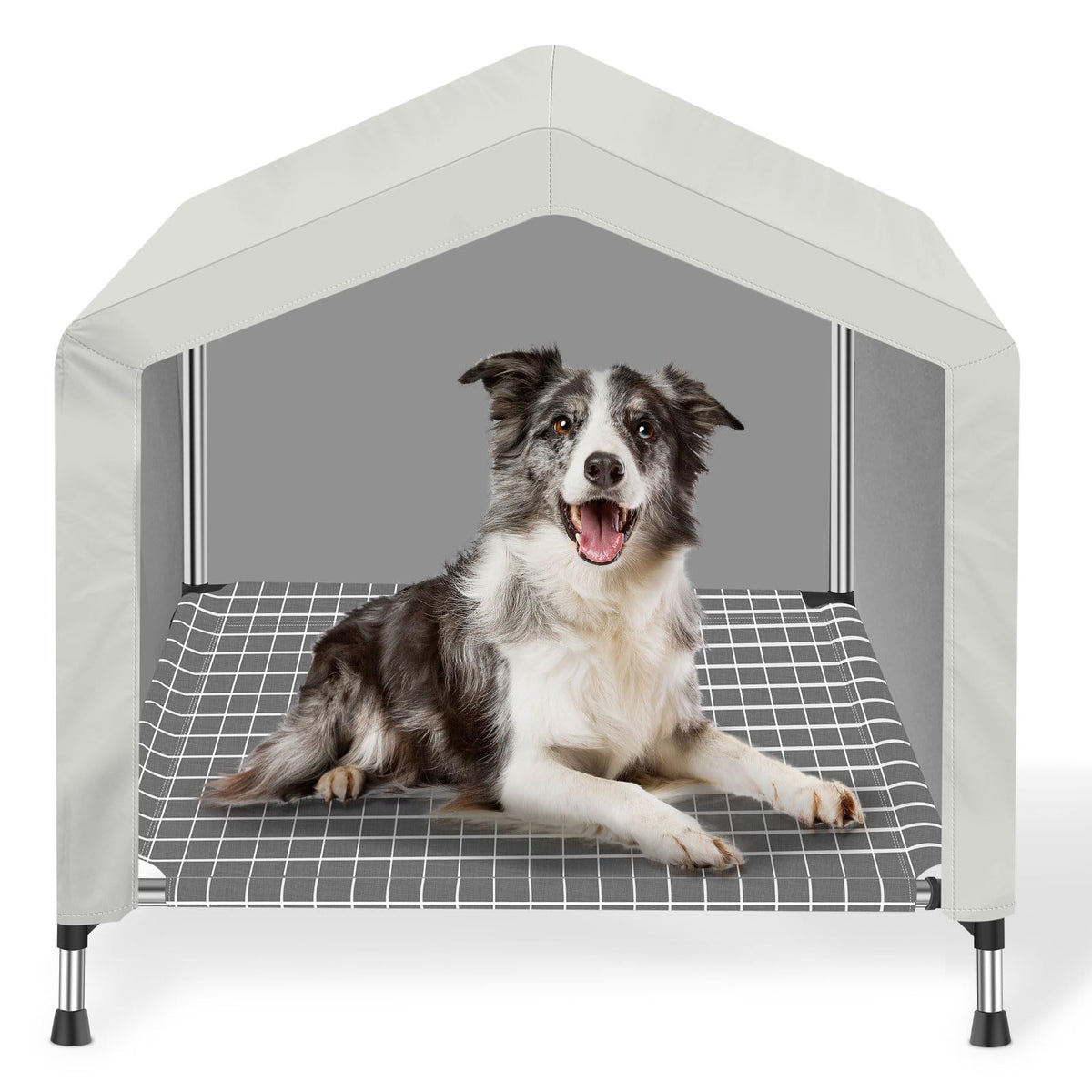 Dopliv elevated dog house outdoor indoor demonstrates versatile shelter that supports joints and comfort.