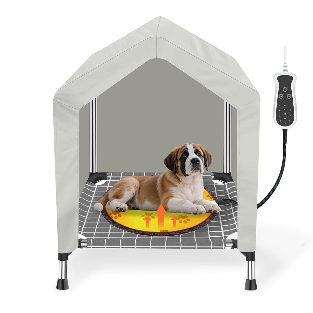 Dopliv heated dog house elevated top view shows raised base for moisture protection and warmth.