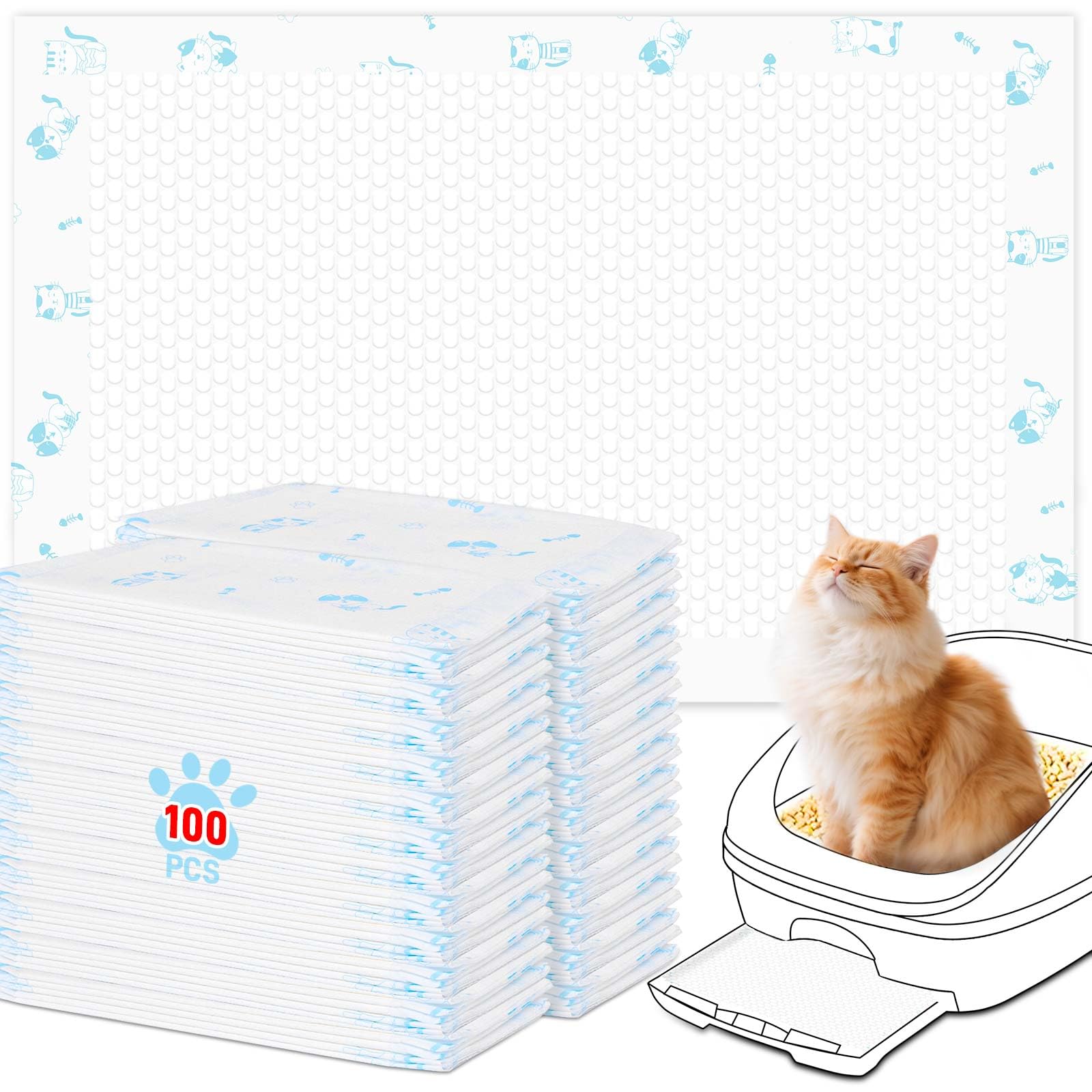 DOQVTIZAY cat pads refills 16.9x11.4 inch pack—fits Breeze trays and locks in moisture
