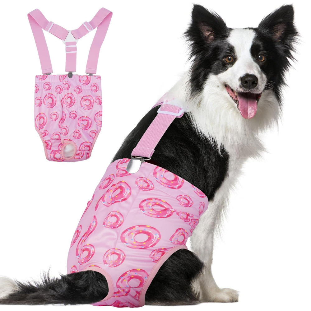 DORA BRIDAL dog diaper with suspender offers secure fit for active dogs during heat