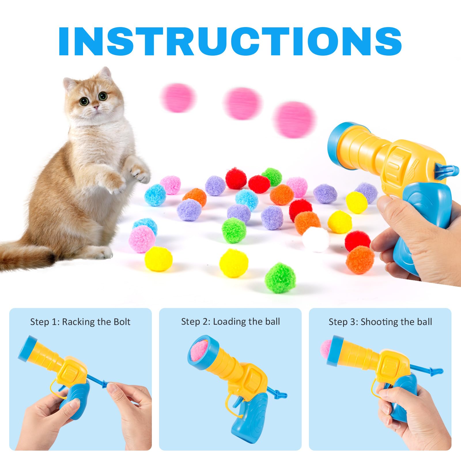 Dorhui soft plush pom-pom balls are gentle on furniture and safe for cats.