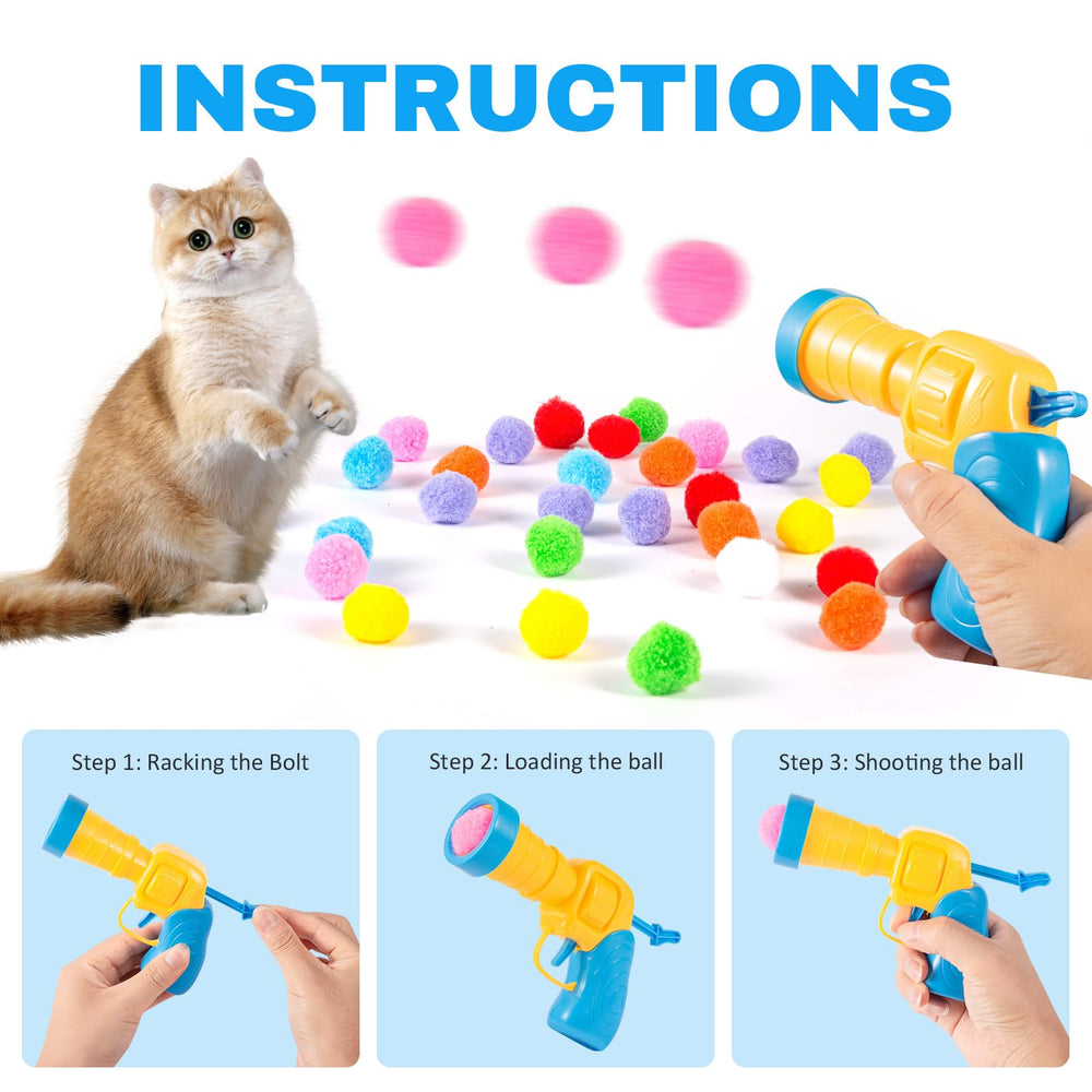 Dorhui soft plush pom-pom balls are gentle on furniture and safe for cats.