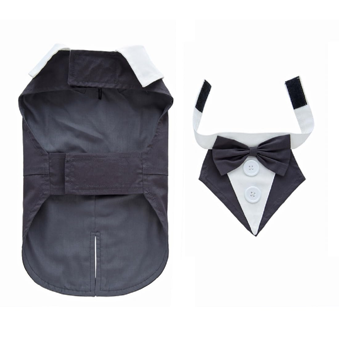 DOTEYAYP Puppy Tuxedo back detail with metallic buttons adds timeless charm.