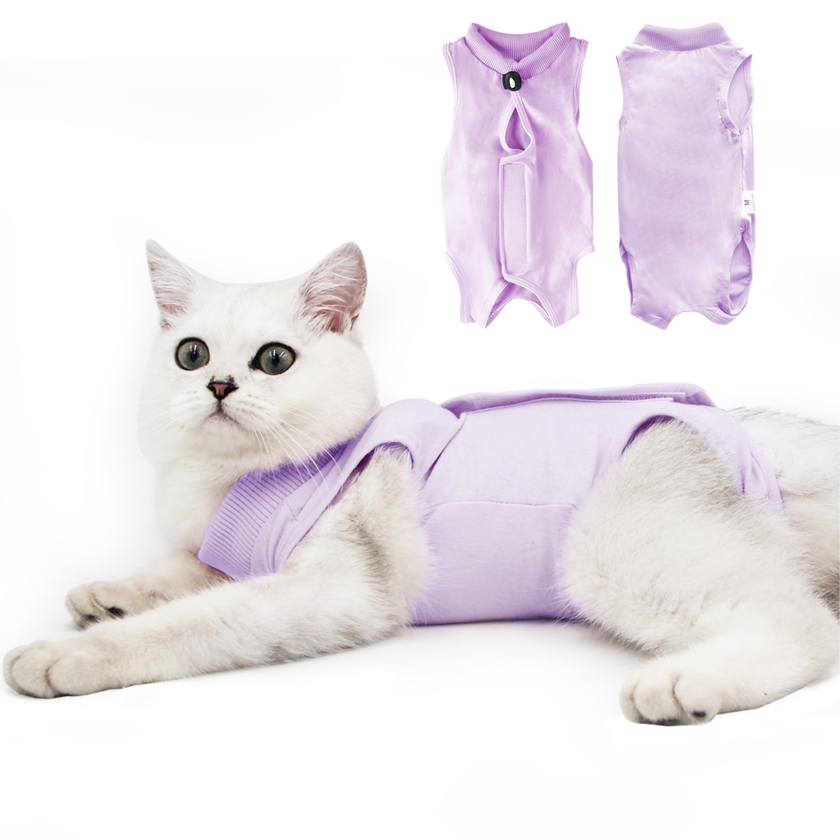 DOTON Cat Recovery Suit neck elastic band provides secure fit for post-surgery comfort.