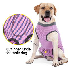 Dotoner dog recovery suit pink four way stretch fabric movement