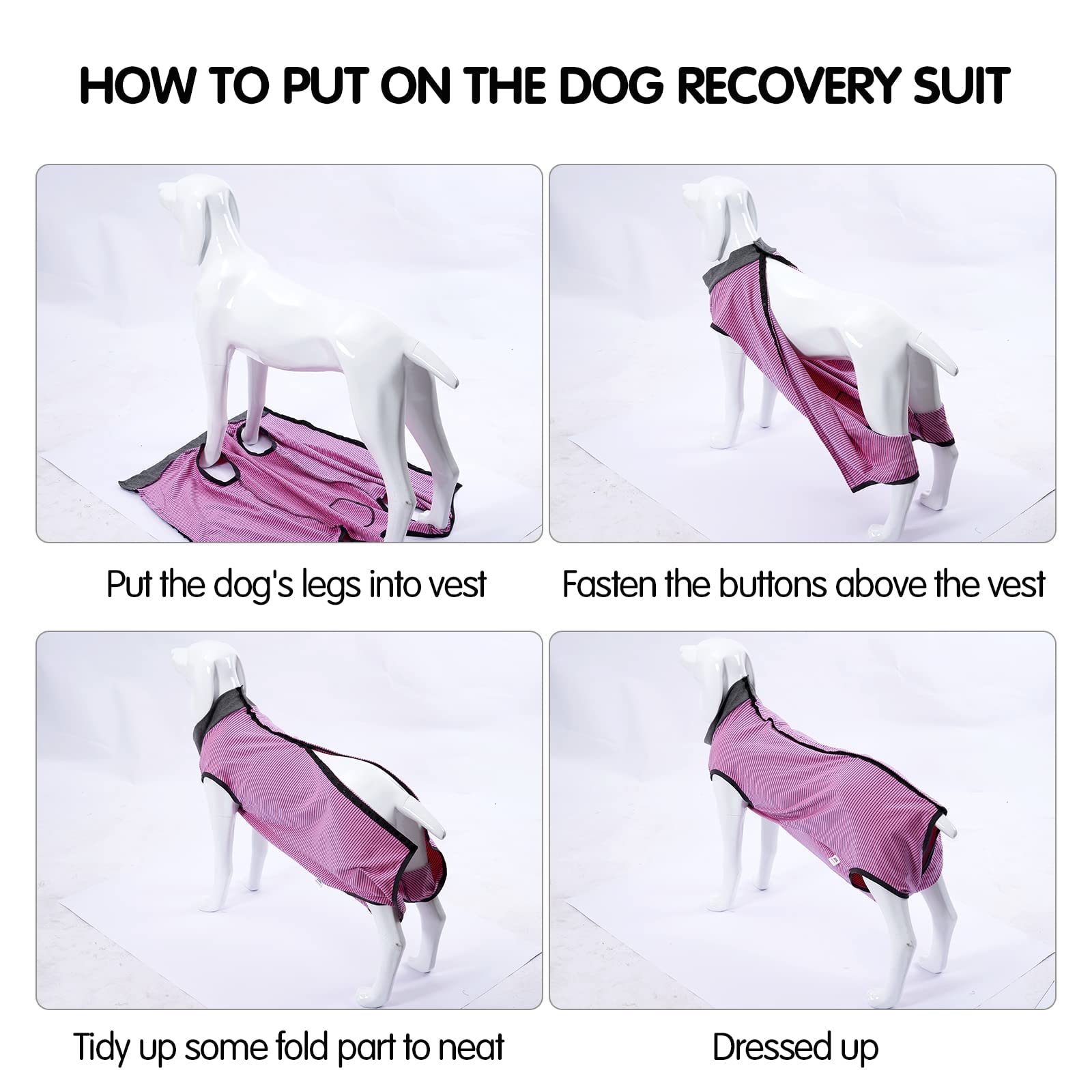 Dotoner dog recovery suit pink substitute E-collar for eating